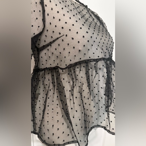 FOREVER 21 - BLACK SHEER PEPLUM BLOUSE ✨ - Picture 4 of 5